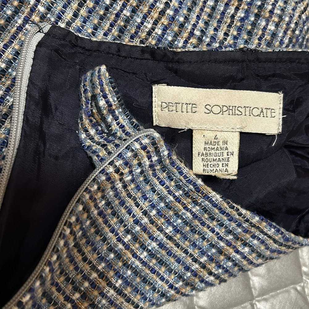Petite sophisticate tweed skirt - size 4, blue, black and tan. - Picture 5 of 5